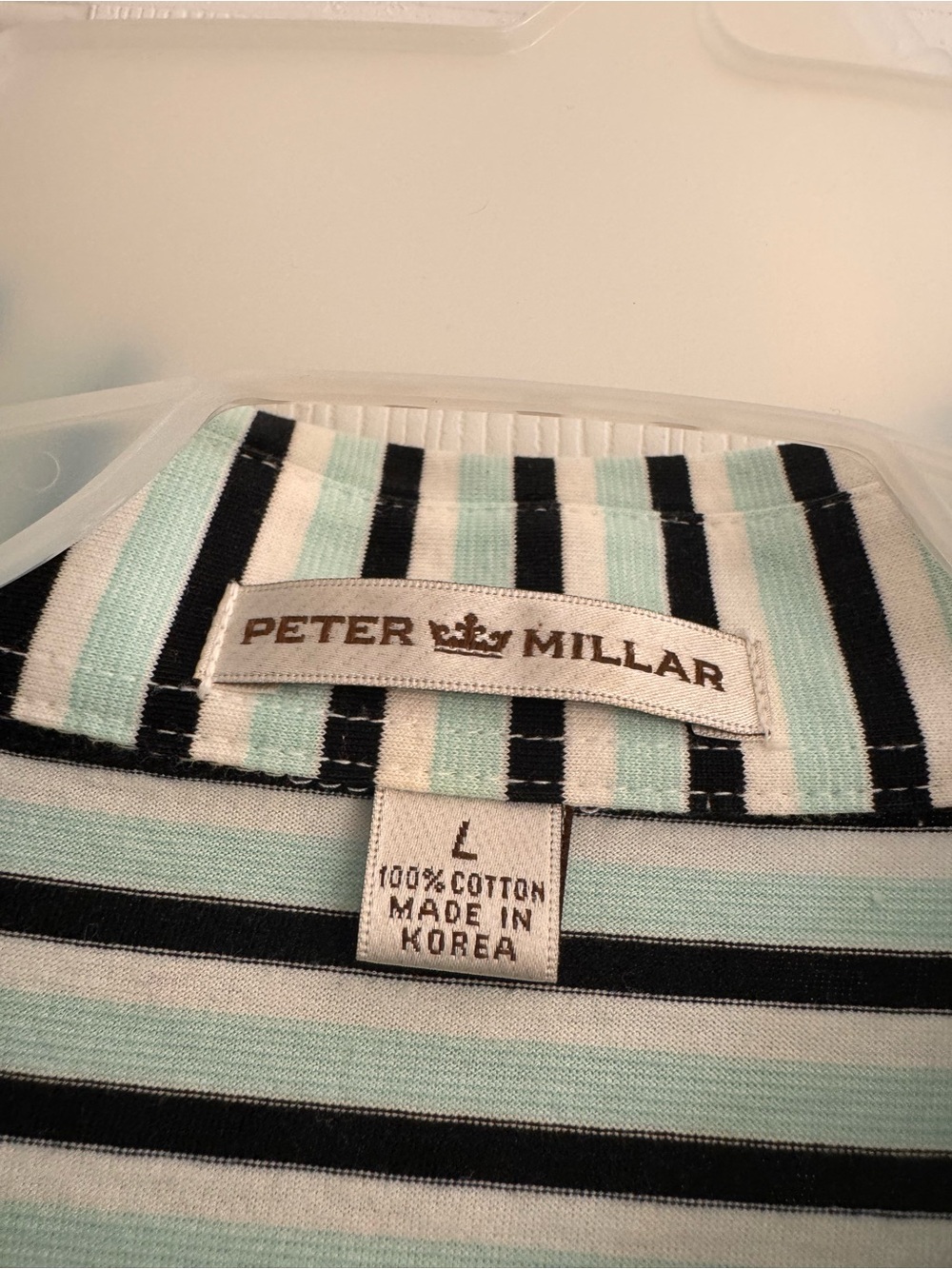 Peter Millar Striped Golf shirt Light blue & Black